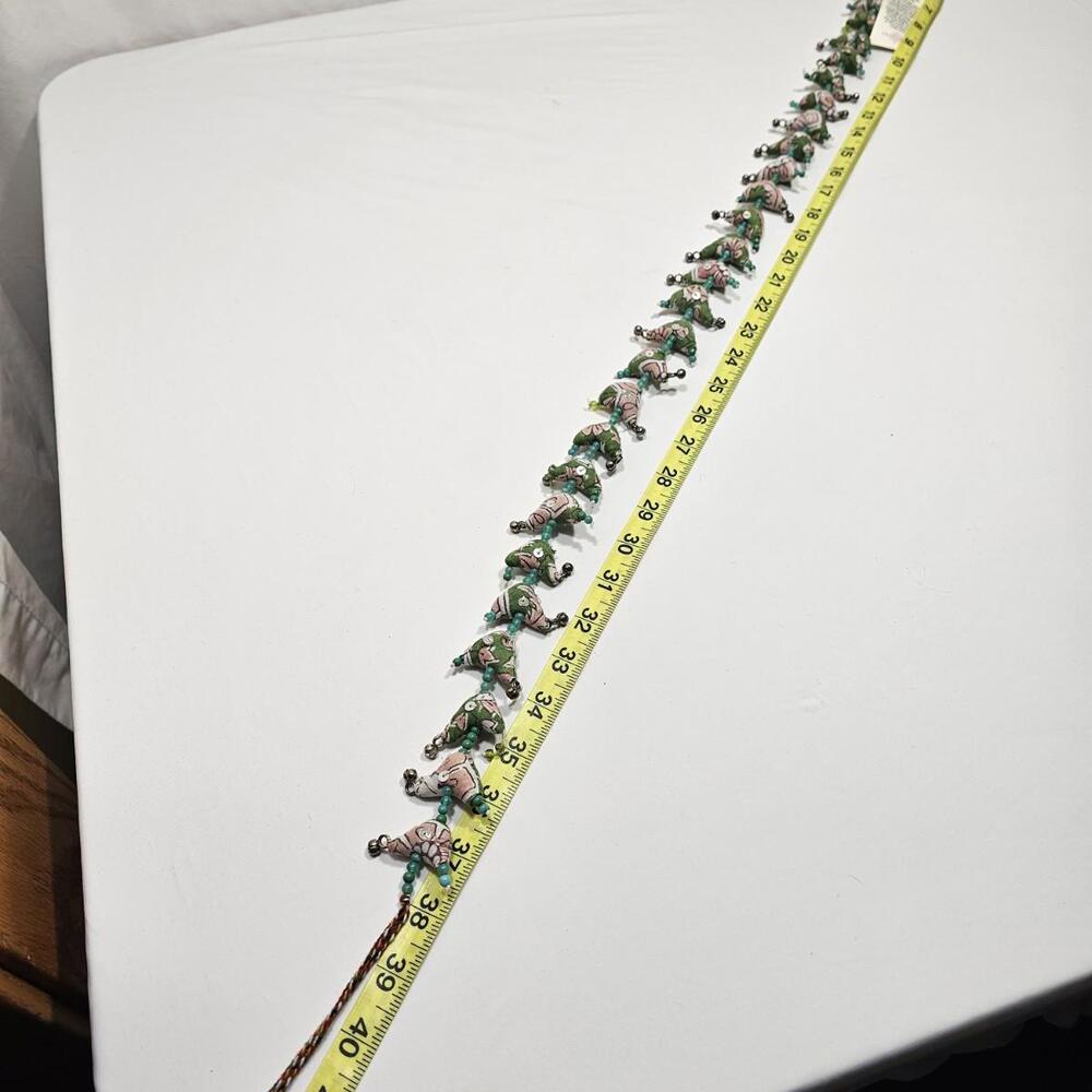 String of Hanging Indika Prosperity Hens Tota Handmade India 43" Long W/ Bells - Picture 3 of 3